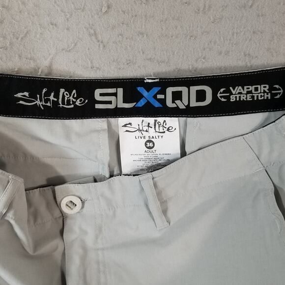 Salt Life SLX-QD Hybrid shorts men's 36x9 Gray Plex stretch Dri-Fit Beach fish - Picture 15 of 16